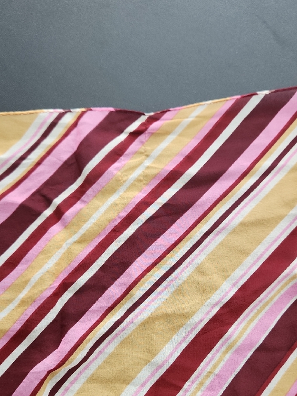 Coach Striped Silk Scarf in Burgundy, Pink & Mustard Yellow - Picture 3 of 5